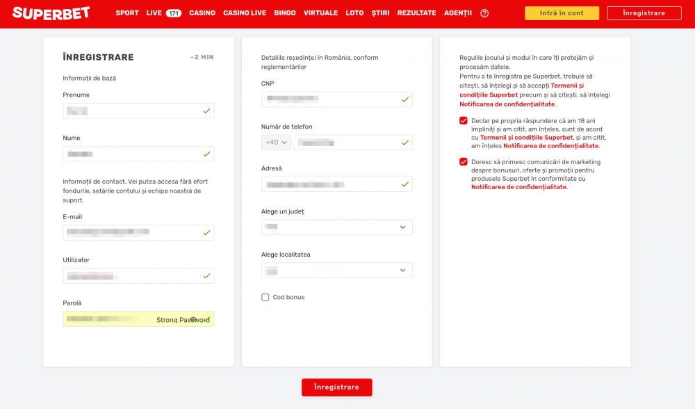 inregistrare superbet