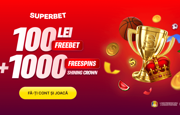 Cod bonus Superbet: 100 LEI + 1000 rotiri gratuite fără depunere