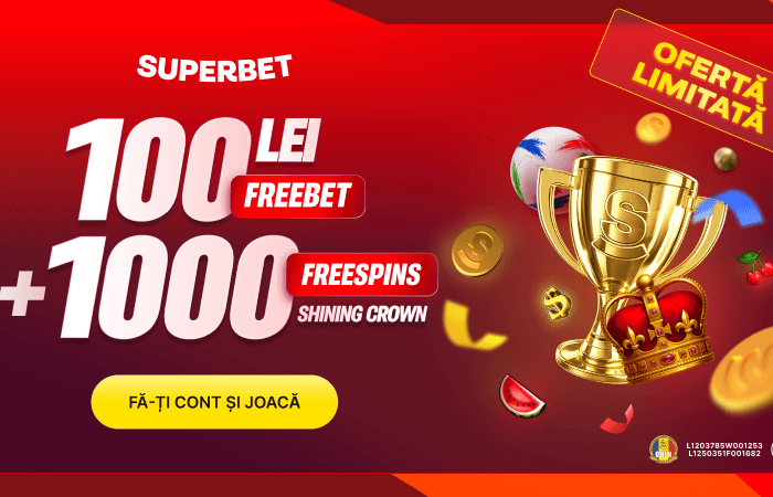 Cod bonus Superbet: 100 LEI + 1000 rotiri gratuite fără depunere